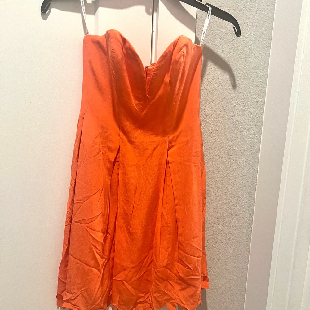 Zimmermann Red/Orange Silk Strapless Dress
